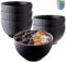 Praknu 6 Bols en Céramique de 700 ml Grand Noir – Pour Petit-déjeuner, Céréales, Salades et Soupes – Résistants et Compatibles avec le Micro-ondes et le Lave-vaisselle – Bol pour Céréales et Soupes
