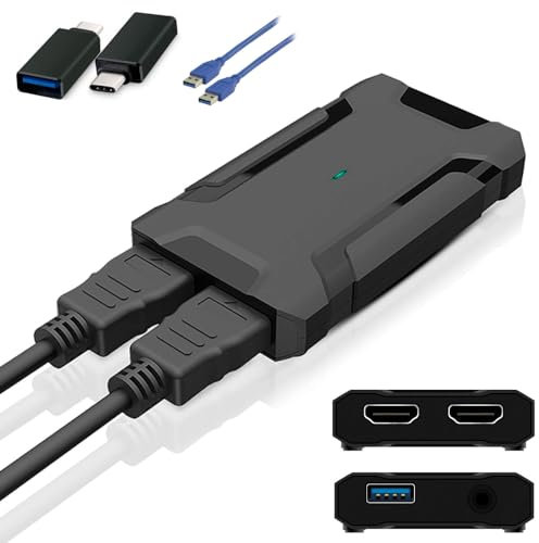 VodLog, Capturadora de Video portatil, Captura Video sin PC, USB 3.0 4K Pass-Through, 1080P 60FPS Negro