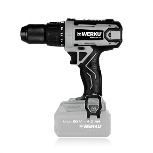 Werku® WK403400 Taladro Atornillador Percutor Inalámbrico | Calidad Profesional Potencia 20 V Función Atornillado y Taladrado Con Percusión Sin Batería ni Cargador