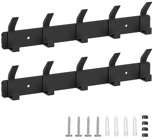 Eucomir Appendiabiti da Parete, 2 Pezzi Appendiabiti da Muro con 5 ganci, Attaccapanni da Muro Moderno, Appendiabiti da Muro per Cucina, Camera da Letto, Ufficio, Inchiostro Nero