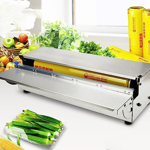 Cling Film Dispenser,Cling Film Cutter Dispenser, Reusable Dispenser With Slide Cutter,Stainless Steel Cling Film Cutter，Suitable For Supermarket Household Fresh Packaging