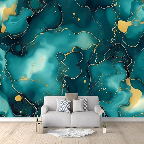 Papel pintado mural Alcohol dorado Textura papel pintado no tejido Verde Adecuado para habitación infantil, salón y dormitorio 250 x 175 cm papel pintado mural