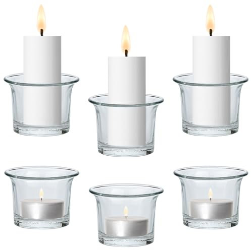 Marrakesch 6er Set Vintage Teelichthalter Teelichtgläser aus Glas 6 cm groß - Kerzenständer & Windlichter als Weihnachtsdeko Wohnzimmer Deko - Exquisite Kerzenhalter Kerzengläser für Teelichter