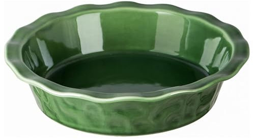ZGFHLI Tortiera in Ceramica per La Cottura, Rotonda Scanalata E Profonda, Tortiera per Torta, Pizza, Torta di Mele, Quiche Pot, Torta, Glassa Reattiva,Verde