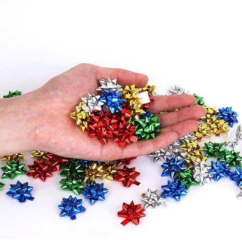 Mini Geschenkschleifen 1 100pcs kleine Sternbogen Selbstklebende Geschenkverpackung Dekoration für Geburtstagsfeier, Weihnachten, Hochz
