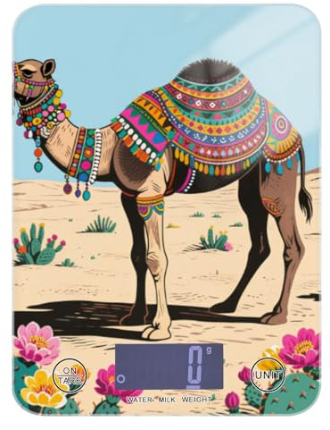 Bilancia da cucina in stile vintage bohémien, con fiori di cactus, per caffè espresso, 5 kg/5 g, portatile, bilancia da cucina con 4 unità per preparare i pasti spezie da forno peso digitale para