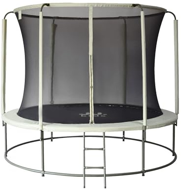 Trampoline de Jardin L - 300 cm - JJ Kids Zone de Saut sécurisée : Aucun Contact avec Les poteaux ou Les Ressorts Rebonds Souple et Dynamique Haute résistance en extérieur Vert Menthe et