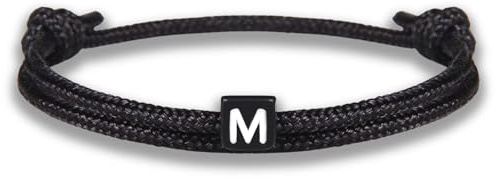 GD GOOD.designs Armband mit Buchstaben | Verstellbares Partnerarmband (14cm - 25cm) mit schwarz geflochtenen Seil