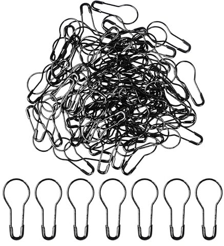 sourcingmap 100 Pieces Bulb Safety Pins, Small Safety Pins, Pear Shaped Metal Calabash Safety Pins with Storage bag, Knitting Stitch Markers for DIY Project, Sewing, Clothing