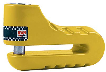 IFAM Antirrobo Freno Disco Moto DF3, 10mm Diámetro, Cerradura Automática, 2 Llaves Tubulares, Color Amarillo, Compacto y Seguro, Acero Endurecido, Ideal Motocicletas de Pequeña o Mediana Cilindrada