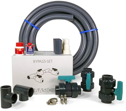 Bypass-Set Complete inkl. Zubehör | Wärmepumpe Solarheizung Heizpumpe Anschluss Ø 50 mm Ø 38 mm | Schwimmbad Pool Steuerung Wasserzufuhr Temperaturregulierung Durchfluss Teich-BAU Flexrohr Schlauch