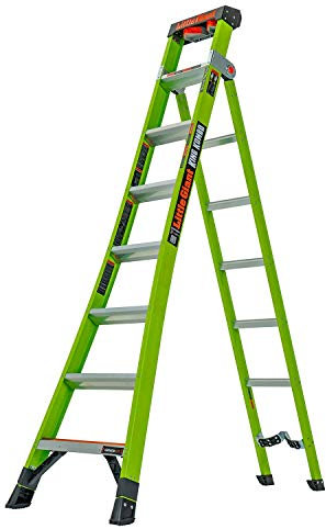 Little Giant 8 Tread King Kombo Industrial Multi-Purpose Ladders, Hi-Viz Green, Fibreglass, EN131, 3 Ladders in 1