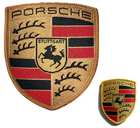 Porsche Aufnäher Stoffwappen 53 x 65 mm - 1 Stück, Rechteckig, Fahrzeug-Aufnäher, Patch, Minimalistisch, Iron-on