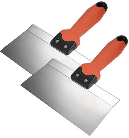 Masilla rascador de pintura de 8 pulgadas, hoja ancha de acero inoxidable con mango ergonómico de plástico para azulejos de suelo, 2 unidades