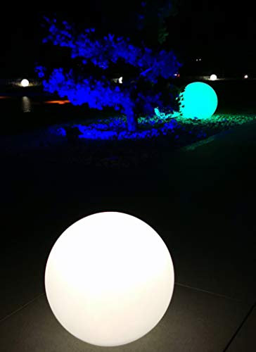 Trango 1er Set 300W IP65 Gartenkugel 30cm Durchmesser in Weiß matt *SNOW* inkl. ca. 5 Meter IP44 Kabel mit 1x E27 Fassung, Kugelleuchte, Gartenleuchte, Leuchtkugel, Außenleuchte ohne Leuchtmittel