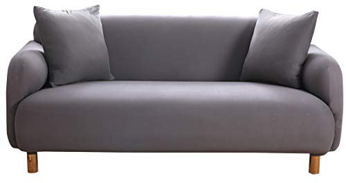 Himlaya Elastischer Sofabezug Stretch Couchbezug Sesselbezug Elastischer Antirutsch Stretchhusse 1/2/3/4 Sitz Weich Stoff Sofabezug Möbelschutz Verzieren (grau,2 Sitze: 145-185 cm)