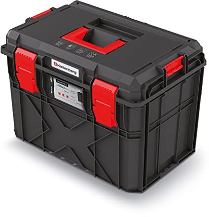Kistenberg Werkzeugkiste Werkzeugkoffer Werkzeugkasten Werkstattkiste Werkzeugbox (Metallscharniere, inkl. Separatoren & Schalen, Ladefähigkeit 50 kg, X-Block PRO, Abmessungen: 546 x 380 x 407 mm)