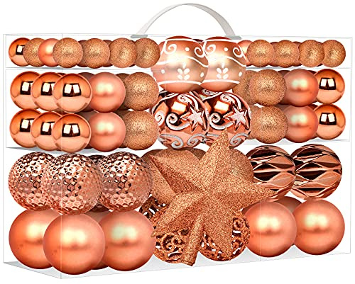 Juego de 101 Bolas de Navidad Ultra lujosas con decoración para árbol de Navidad, Bolas de Navidad inastillables de Roomtip – Diseñado en Italia – Mini Bolas navideñas para Decoraciones de Navidad