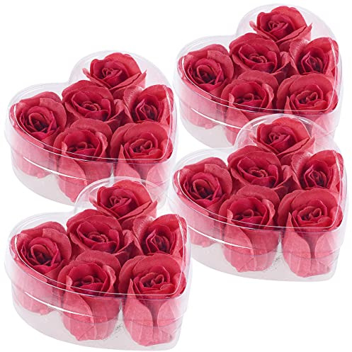 PEARL Duft-Rosen Bäder: 4er-Set Geschenkboxen mit je 6 roten Rosen-Duftseifen (Rosenblüten-Seife, Bade-Seite mit Rosenduft, Geschenkideen)
