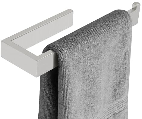 Sayayo Brushed Nickel Towel Ring for Bathroom, 10 Inch Hand Towel Bar Towel Rack Towel Holder Wall Mounted Square, SUS304 Stainless Steel