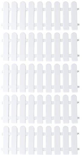 BESTonZON 5st Holzzaun Lattenzaun Kanteneinfassung Friesenzaun Pflanzengrenze Rasen Zierzaun Raseneinfassung Beeteinfassung Gartenpalisade Rasenkante Mähkante Rand Weiß Dreidimensional