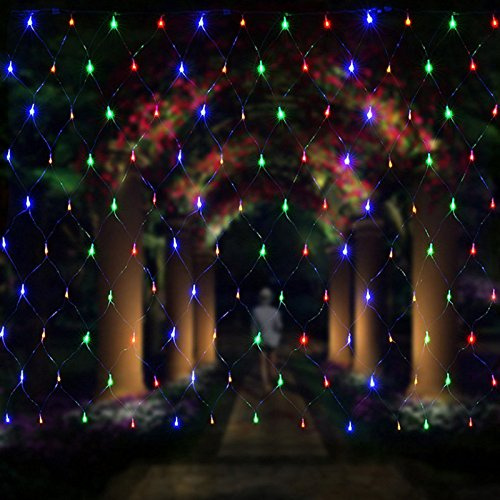 Cecaylie 200 LED Lichternetz, 2x2M LED Lichtervorhang, Lichterkette Netzlicht mit 8 Modi und Speicherfunktion, Lichternetz Außen IP44 Wasserdichte Lichter Netz-Bunt