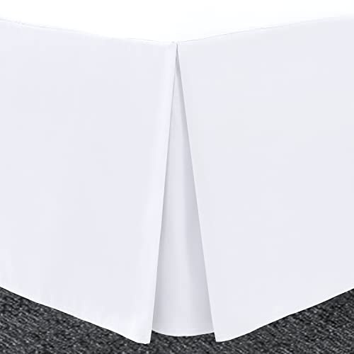 Bronwen Mathew White Box Pleated Base Valance Sheets Double Bed Skirt Valance Sheets, Microfibre Soft Brushed Easy Care Non Iron (Double, White)