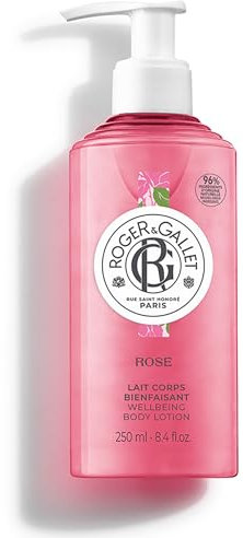 Roger&Gallet - Lait Corps Bienfaisant Rose 250ml - Lait Corps Hydratant Parfumé - Beurre de Karité - 96% d'ingrédients d'origine naturelle
