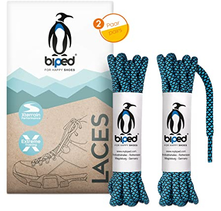 biped LACES 2 Paar bicolor Rope Schnürsenkel rund aus Polyester ø 4,5 mm extra robust - reißfeste bunte Schuhbänder für Outdoor, Trekking und Sport, Stiefel und Sneaker z2918