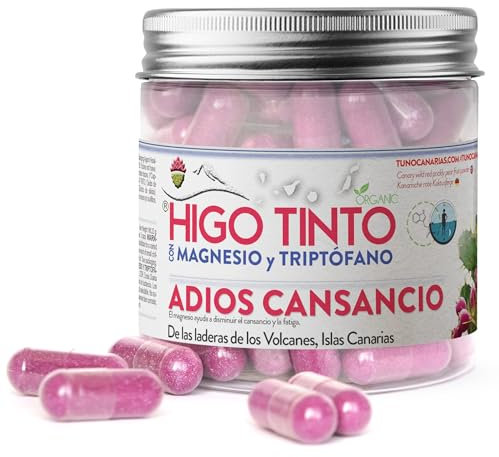 HIGO TINTO de Tuno Canarias con Magnesio y Triptófano (90 Capsulas), Suplemento de Origen Natural, Complemento ECO y Vegano - Reduce Cansancio y Fatiga, Regula Estado Anímico, Formación de Melatonina
