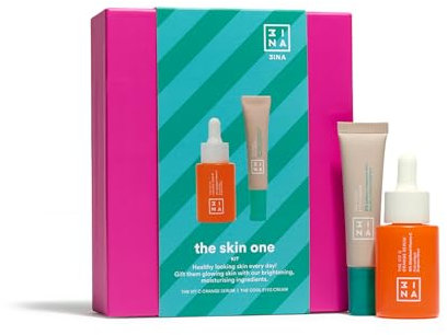 3INA MAKEUP - The Skin One Kit - Kit de Cuidado Facial para Rutina de Mañana - The Vit C Orange Serum + The Cool Eyes Cream + Set de Skincare - Vitamina C & Cafeína - Vegan - Cruelty Free