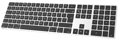 B.FRIENDIT Bluetooth Aluminium Kabellose Tastatur für Mac, Flache und Leise Tasten für Multi-Device Kompatibel mit Apple iMac, MacBook, Mac und iPad, Wiederaufladbarer Akku (Silber)