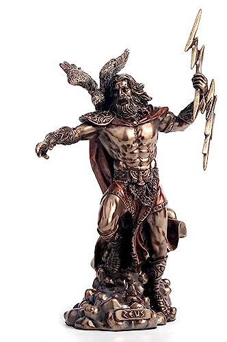 Veronese Design 7 1/2 Inches Zeus The Greek God of The Sky Cold Cast Resin Bronze Finish Sculpture Figurine