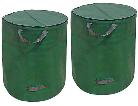 Sacchi Giardinaggio, Sacchi Giardinaggio 2x272L, Borse per Rifiuti da Giardino Pieghevoli con Coperchio, Borse da Giardino Robuste, Antistrappo, Impermeabili, Riutilizzabili