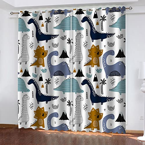 Blickdichte Vorhänge Mit Motiv 3D Abstrakter Dinosaurier Druck Kinder Gardinen Blickdicht Ösen Gardine Thermo 264x214 Cm Schlafzimmer Kinderzimmer Vorhänge Dekoratives Muster, Verdunklungsvorhänge