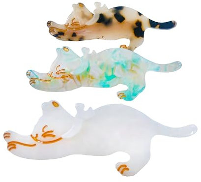Nordstral Haarklammer Katzen Set (3 Stk.) - Aristocats Tolouse - Haarklammer groß in 7,8 x 2,9 cm, Haarspangen Damen und Haarspangen Mädchen