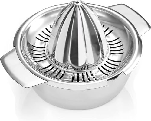 Lemon Squeezer,Stainless Steel Fruit Hand Press Juice Citrus Lemon Juicer with Strainer＆ 350ML Container Manual Lemon Slice Squeezer Fruit Juicer for Squeezing Lemon Fruit Juice