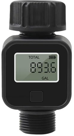 Generic Gartenschlauch-Wasserzähler, wasserdicht, mehrere Messmodi, Messgerät für Durchfluss, Wasserdurchflussmesser verfolgt Gallonen/Liter Verbrauch und Durchflussmenge für Rasensprenger,