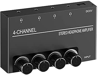 Rtauhife 4 Channel Audio Amplifier Headphone Splitter With 4 3.5MM Headphone Output And 3.5MM Audio Input