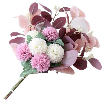 2 Stück künstlicher nordischer Blumenstrauß, Esstisch, Chrysanthemen-Kugel, Dekoration, Blume, Hortensien, Hochzeitsdekoration, Weihnachten, künstliche Fälschung (Farbe: Hellviolett, Weiß)
