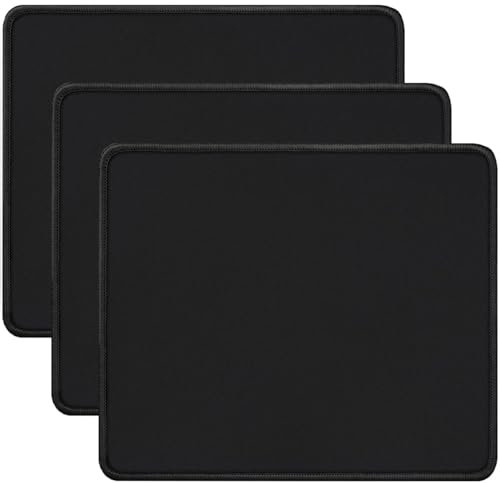 Ningchuya Mausmatte 3er-Pack mit genähten Kanten, Topographische Gaming-Mauspad Anti-Rutsch-Gummi-Basis Mausmatten für Schreibtisch, Laptop, PC, 26x21 Black