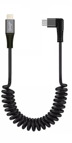 chenyang Cable en espiral USB C a C, USB 3.2, tipo C, ángulo de 90 grados, 20 Gbit/s, PD 100 W, 8 K @ 60 Hz, cable de datos de carga rápida, 1,8 m