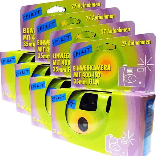 PHOTO PORST Edition Spirit - Cámaras desechables (4 unidades, 1 A, con flash, pilas y película, 4 unidades, 27 tomas cada una)
