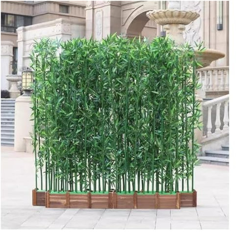Artiz Künstlicher Bambus Privacy Zaun, Faux Bambus Pflanze Privacy Wall Divider Simulierter Bambus Mit Hölzerner Basis Für Raumteiler Indoor Outdoor Decor(1m,80cm Base+14 Poles)