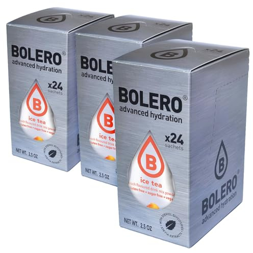 SET 72 BOLERO DA 3 GRAMMI ICE TEA PEACH Preparato istantaneo per Bevande con Stevia e Vitamina C e Senza Zucchero