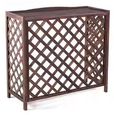Clôture de climatisation à 3 panneaux autoportante en bois caché écran décoratif pour unité extérieure, support de fleurs, poubelle, pompe de piscine
