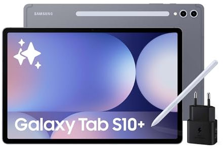 SAMSUNG Galaxy Tab S10+, Tablet AI, Display 12.4 Dynamic AMOLED 2X, Wi-Fi, RAM 12GB, 256GB, 10.090 mAh, Android 14, IP68, Gray, [Versione italiana] 2024, Caricabatterie 45W