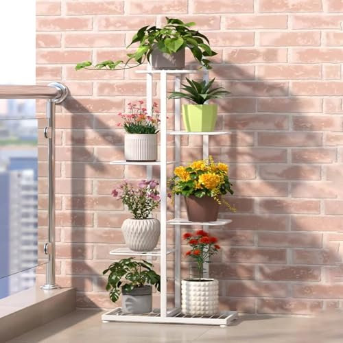 Support jardiniere balcon, interieur Salon Décoratif porte plante, Grandes porte plantes d'intérieur, Métal etagere plantes exterieur, Plantes d'angle support, pieds réglables,pour Balcon,Salon.(Wit)