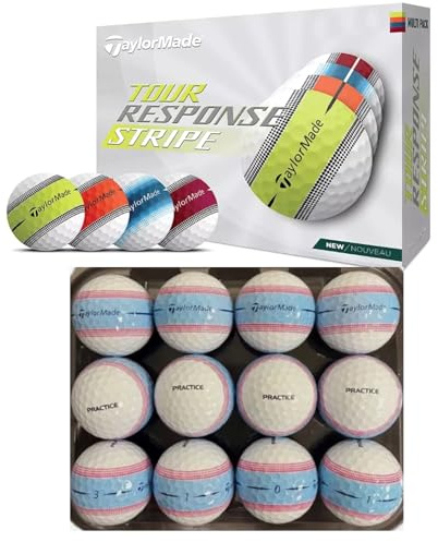 Taylormade Tour Response Stripe Übungsgolfbälle (Beutel, ohne Box), 12 Bälle