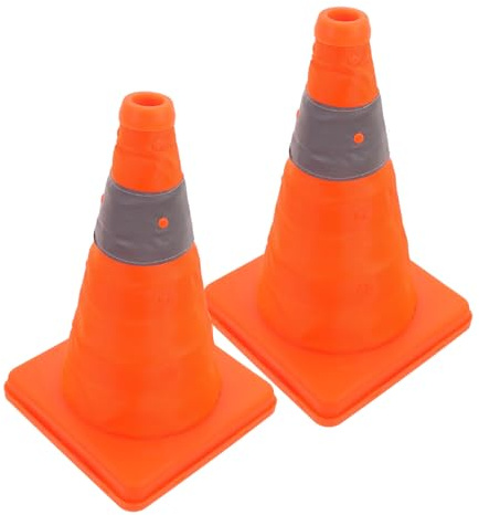CHILDWEET Traffic Cones Road Safety Cones Plastic Portable Reflective 2pcs with High Visibility Multi Purpose Suitable for Tow Trucks and Schools